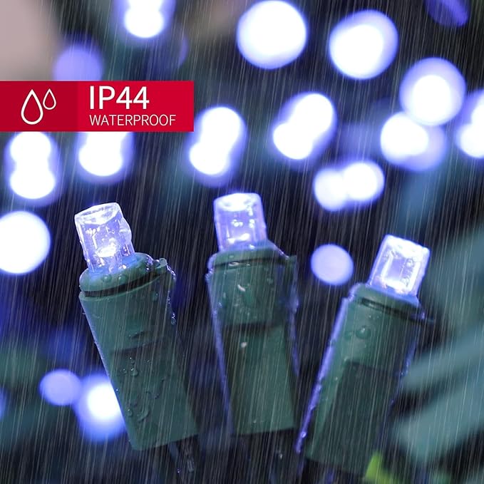 LAMPHOME 60 LED Cool White LED Christmas String Lights，Mini Xmas Lights Outdoor or Indoor，Connectable Christmas Tree Lights for Wreath Garland Holiday Party Wedding Christmas Decor, Green Wire