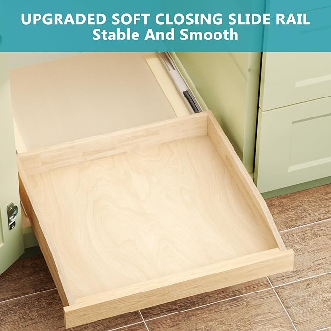 ROOMTEC Pull Out Cabinet Drawer for Kitchen Cabinets 25.5" W x 21" D, Pull Out Cabinet Organizer, Bottom Assembly, Requires At Least 26.5” Cabinet Opening, 2PCS