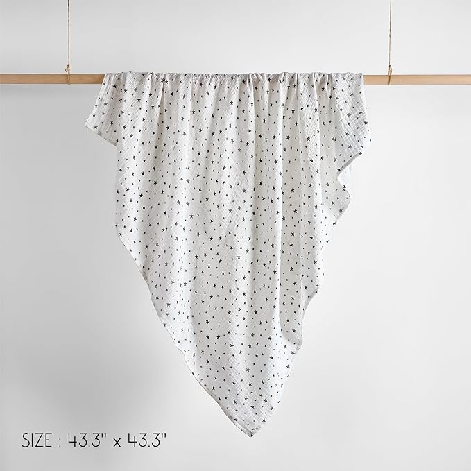 Meracorallo Muslin Swaddle Blanket, 100% Cotton Receiving Blanket Soft and Breathable Swaddle Wrap for Baby Boys and Girls, Star