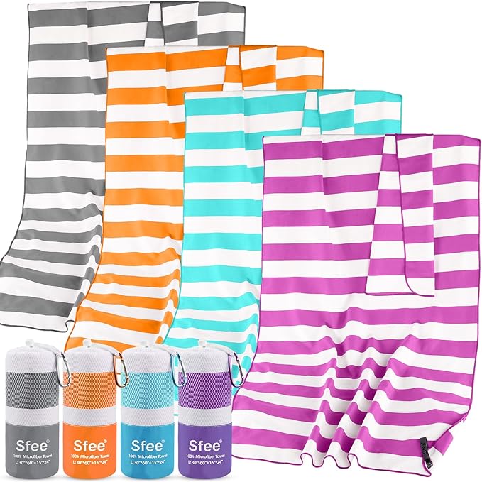 2 in 1 Microfiber Beach Towel, Quick Dry Towel Camping Travel Towel Super Absorbent Compact Lightweight Sports Towel Gym Towels Set for Beach, Gym, Hiking, Pool, Backpacking, Bath, Yoga