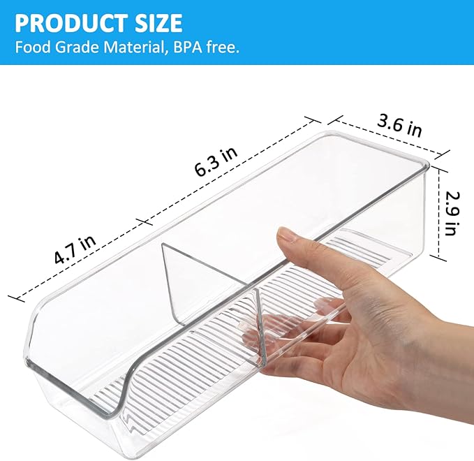 Tea Bag Organizer, Tea Bag Holder Box Storage Bin, Clear Tea Packet Plastic Drawer, Sugar Packet, Coffee, Condiment, Spice Bag Holder for Kitchen Cabinet, Countertop, Fridge