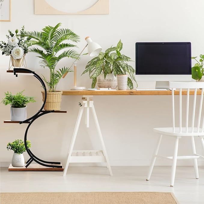 CHPHI 4 Tier Plant Stand Indoor, Space-Saving Planter Shelves Flower Pot, Tiered Wrought Metal Flower Shelf Plants Holder Display Rack, Flower Pot Holder Shelf for Living Room, Patio, Balcony
