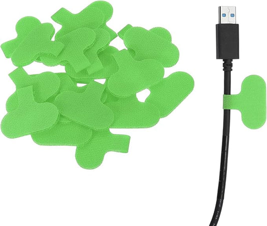 uxcell Cable Labels, 20Pcs Waterproof Cable Tag Writable Wire Labels Self-Adhesive Wire Tags Reusable Hook & Loop for Electronics Computer Cord Management Identification, Green