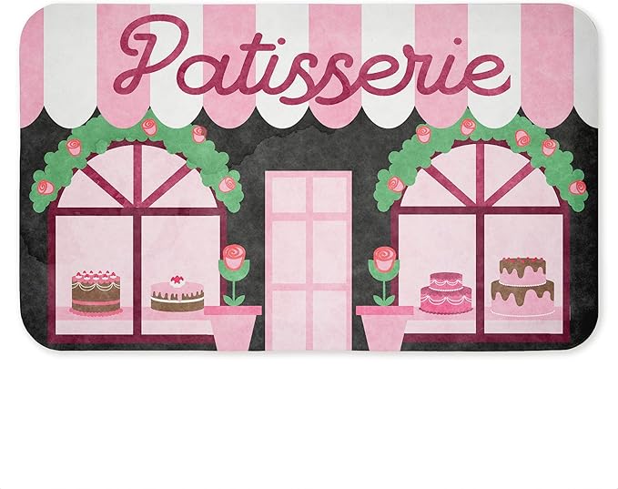 Kitchen Patisserie Cakes Anti-Fatigue Floor Mat, Ergonomic Cushioned Kitchen & Standing Mat with Non-Slip Backing, Eco-Friendly Comfort Mat, Design by Lil' Rue, 30"x18"