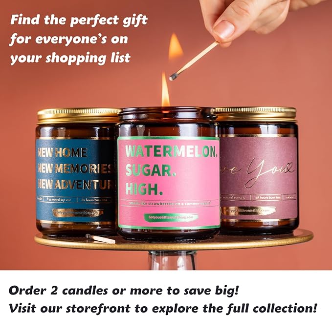 Watermelon Sugar High Scented Candle - Smells Like Strawberries on a Summer Evening - Harry Styles Gifts - Harry Merch - Harry S One Direction Present Idea Music Themed Gift for Fans