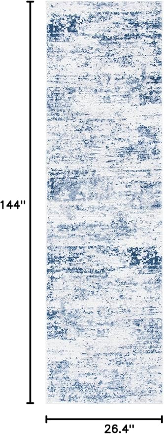 SAFAVIEH Amelia Collection Runner Rug - 2'2" x 12', Ivory & Navy, Modern Abstract Design, Non-Shedding & Easy Care, Ideal for High Traffic Areas in Living Room, Bedroom (ALA700B)