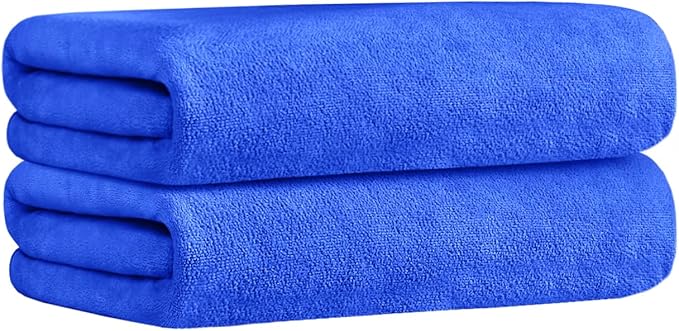 Large Bath Towels 30 x 60 Inches, Microfiber Body Towel Set for Adult, 2 Pack - Soft Absorbent, Quick Dry, Perfect for Bathroom,Hotel,Gym, Yoga, Swimming, SPA, Fitness, Sport, Dark Blue