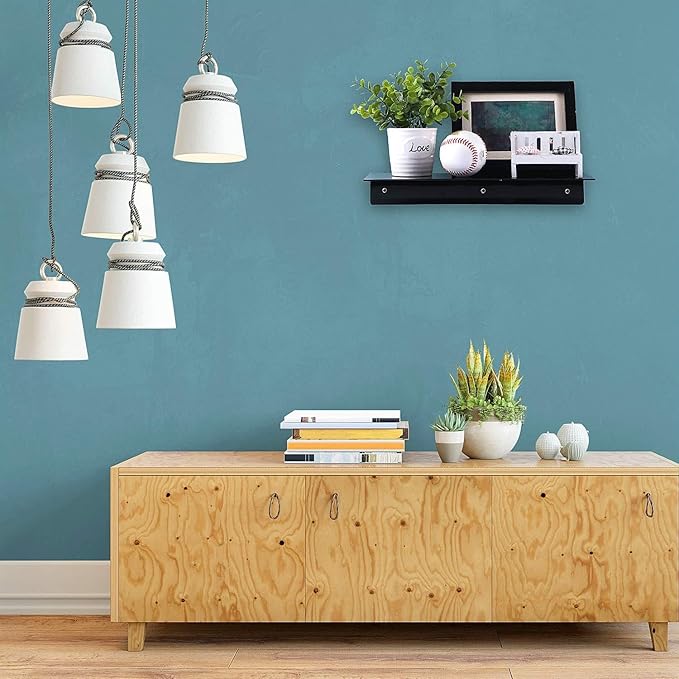 Blulu 8 Pieces Acrylic Floating Shelf, Invisible Wall Mounted Shelf for Book Photo Picture Makeup Record Display in Living Room, Bathroom, Bedroom, Kitchen, Office(Black, 14 x 5 x 2 Inches)