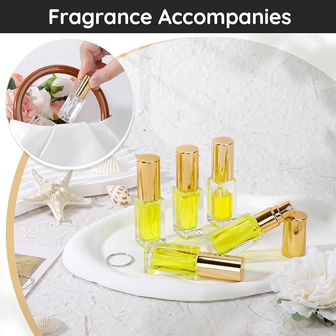 Segbeauty 60pcs 0.17oz Empty Atomizer Sprayer for Perfume, Bulk Small Glass Travel Atomizer, Refillable Travel Cologne Sprayer with Perfume Refill Kit, 5ml Mini Glass Cologne Spray Bottles for Liquids