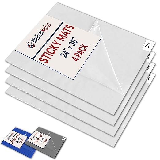 Sticky Mat - 24" x 36" - 120 White Sheets (Pack of 4 Mats - 30 Sheets per Mat) for Clean Rooms, Construction, Medical Facilities, Laboratories, Hospitals and Pets - Tacky Adhesive Mats