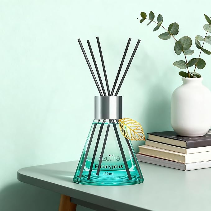 Reed Diffuser Set, Eucalyptus Scented Diffuser for Home, Home Fragrance Scent Essential Oil Stick Diffuser for Room Shelf Decor, 3.4 oz