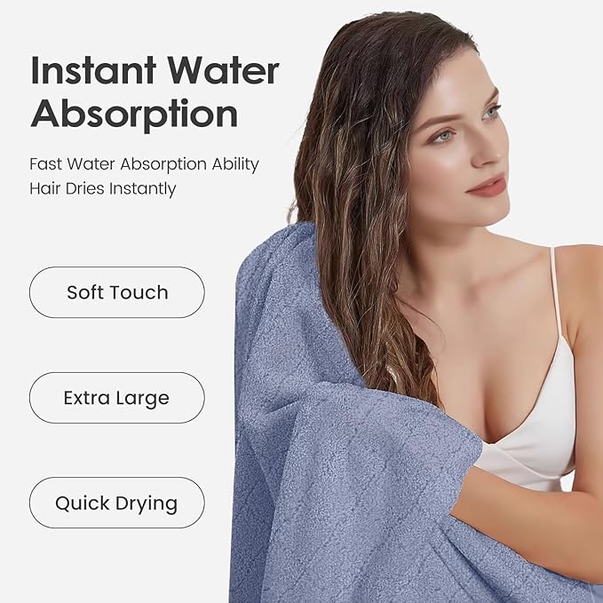 Microfiber Bath Towels, Ultra Soft, Super Absorbent, Fast Drying, No Fading, Large Body Towel Set for Shower, Gym, Suana, Sport, Travel, Fitness, SPA,Yoga (Coral Fleece Blue, 30 in x 60 in)