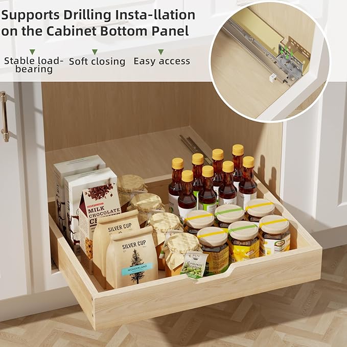 Pull Out Drawers for Cabinets, 31½” W x 21” D Soft Close Pull Out Cabinet Organizer, Cabinet Pull Out Shelves Requires At Least 32.5” Cabinets Opening