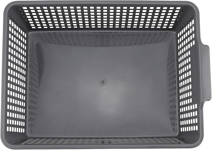 3 Pack Large Plastic Storage Baskets, 14.3 x 10.2 x 5.7 Inch Grey Storage Bins, Stackable Plastic Woven Basket Organizer Tray for Pantry Organization