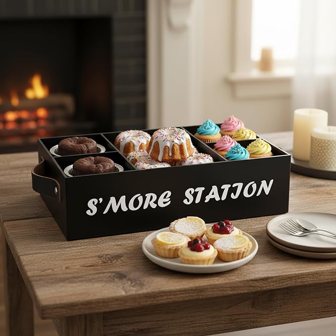 Smores Station S'mores Bar Holder,Smores Caddy, Smore Accessories Organizer, Perfect for Marshmallow Roasting Sticks, Chocolate, S'mores s Sticks, Kit Maker-Acrylic
