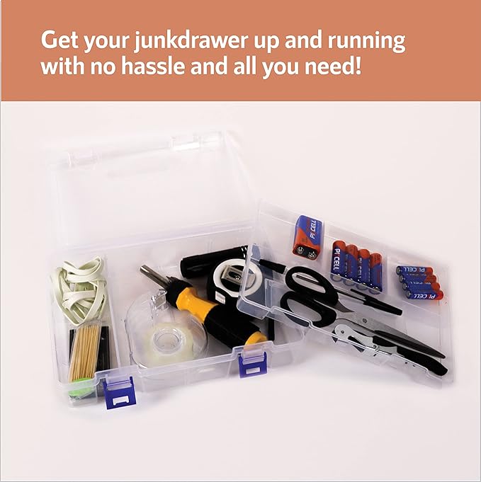 Upper Midland Products Instant Junk Drawer - Funny Housewarming Gifts - 92 Piece Kit - Filled With Home Essentials Must Haves For New Apartments, College Dorm Rooms, and Houses
