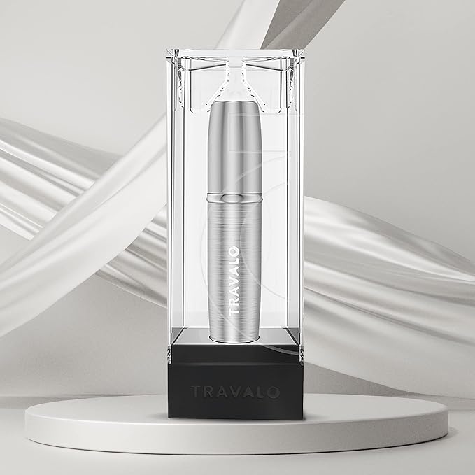 LUX Perfume Atomizer - Leak-Proof and TSA Approved for Air Travel - Reusable Airtight Easy Fill Mini Pump Sprayer - Lightweight Portable - Brushed Polished Metal Alloy Outer Shell - Silver