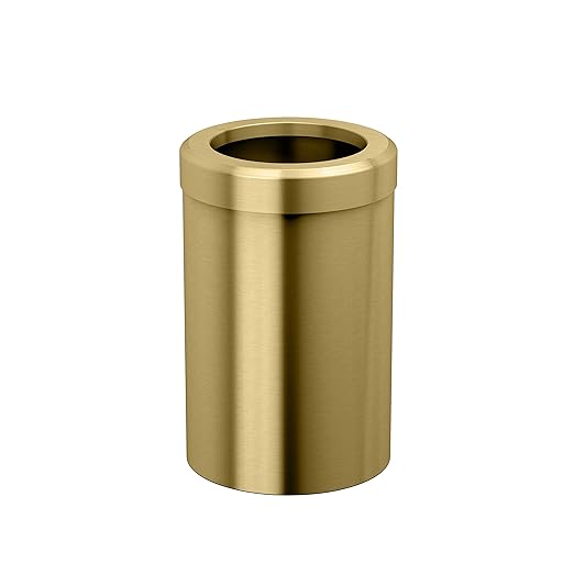 Gatco Small Bathroom Trash Can with Lid, Round 3 Gallon Stainless Steel Wastebasket, Under Sink, Brushed Brass, for Bathroom, Bedroom, Office (1910B)