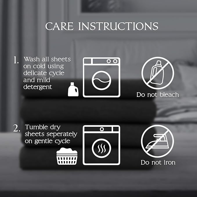 Northwest Ashford Home Essentials Bedding, 4 Piece King Size Sheet Set, Stretch Limo Black
