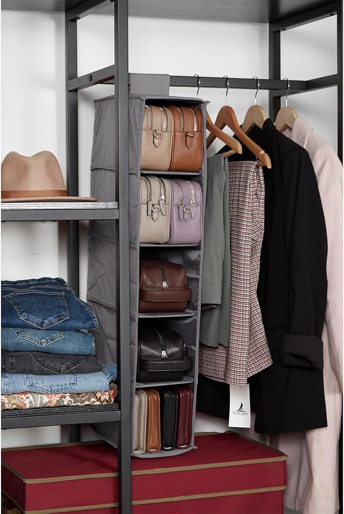 Covermates Keepsakes Hanging Shoe Organizer - Heavy Duty Material, Sturdy Interior Shelves - Closet Storage, Graphite