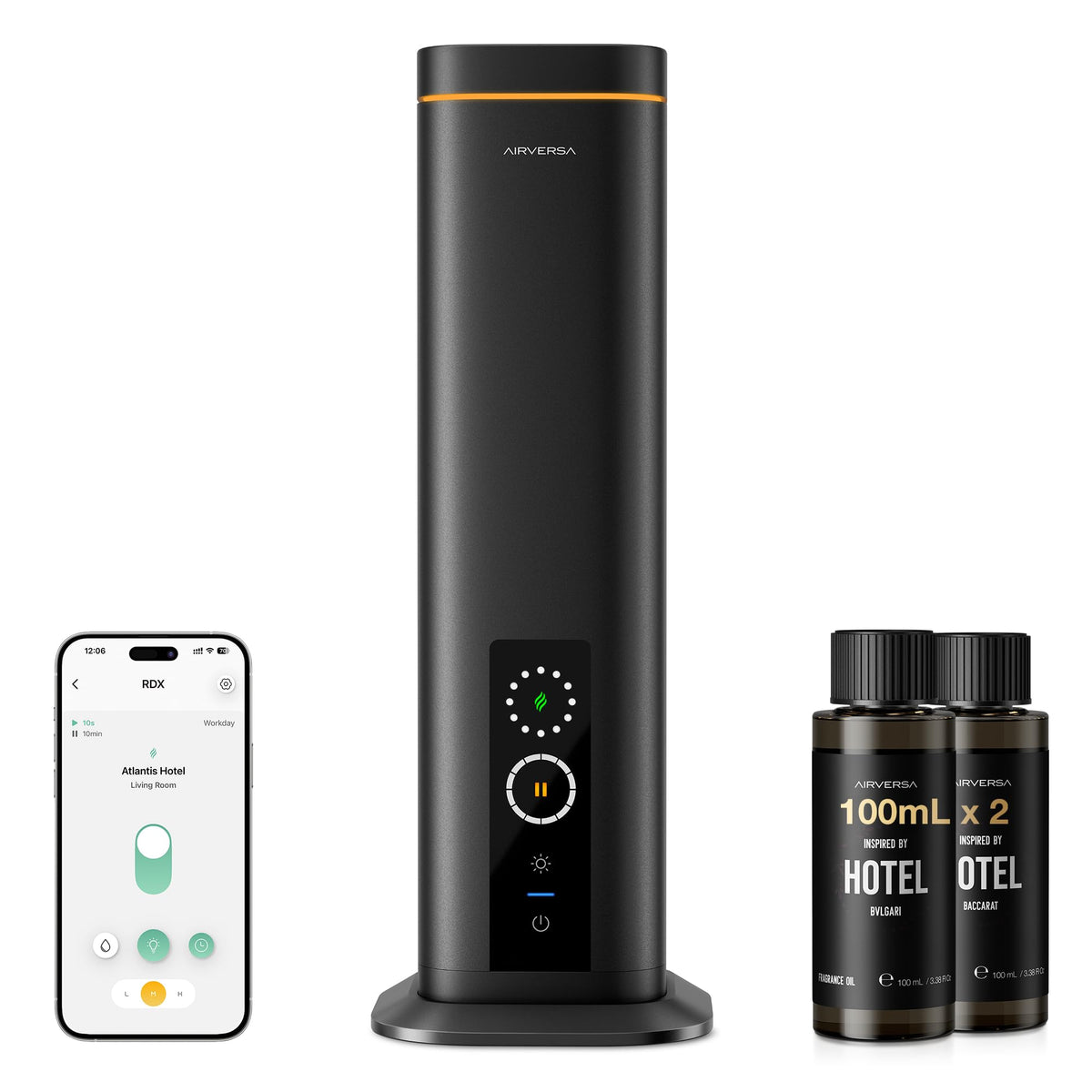 Airversa RDX Smart Waterless Diffuser Starter Kit for Room, Black