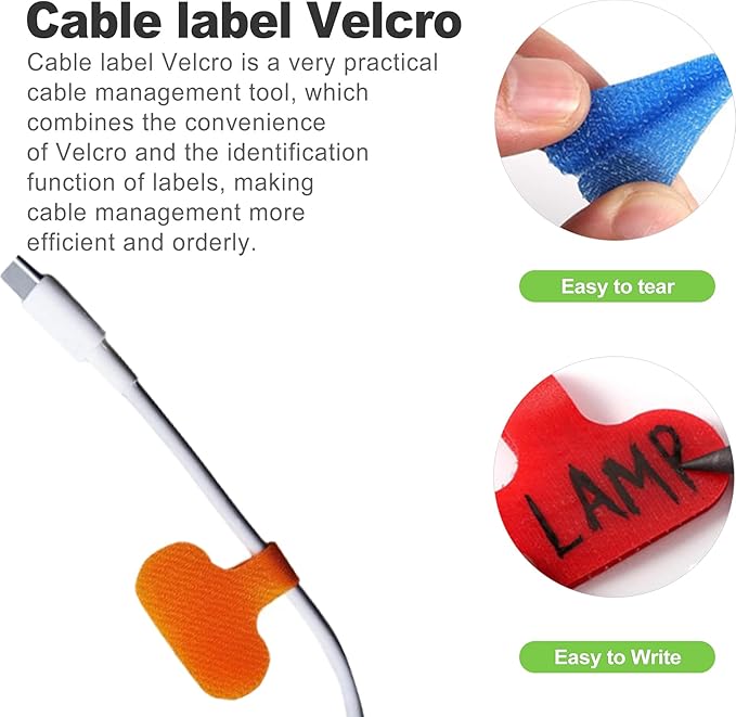 40 PCS Cable Labels, Multi-Color Cord Tags for Electronics, Write On Wire Labels, Reusable Tags, Cable Management Identification