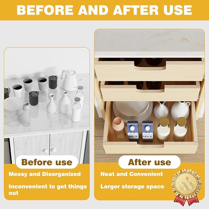 Pull Out Cabinet Organizer, 17''W×21''D×19''H Soft Close Slide Out Wooden Pull out Drawers, Three Tier Slide out Wood Cabinet Organizer, for Base Cabinet Organization in Kitchen, Pantry, Bathroom