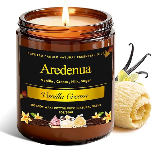 Vanilla Cream Odor Eliminating Candles – Home Deodorizing Soy Candles for Removing Pet, Kitchen & Bathroom Odors, Fresh Air Scented Candle with Clean Vanilla Aroma, Long-Lasting Odor Remove Candle