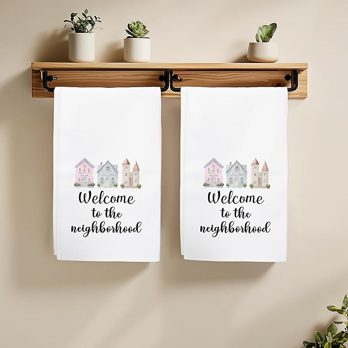Housewarming Towels Gifts for Women Men, Neighbo Towels Gifts, Welcome to The Neighborhood Decor for Kitchen Bathroom (16x24 inches)