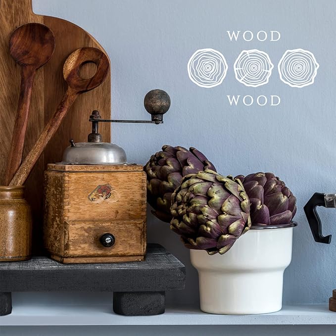 Wood Pedestal Stand Riser Wood Footed Tray for Bathroom Home Kitchen Wooden Soap Holder for Bottles Plant Makeup Tissues Candles Guest Jewelry Soap(Black, 1.57 x 6 x 9 Inch)