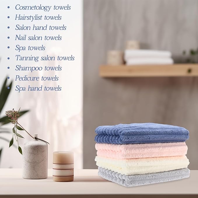 40 Pack Bleach Proof Towels Microfiber Absorbent Resistant Hair Hand Towels Bulk Quick Dry for Barber Gym Bath Spa Shaving (Morandi Color,Stylish)