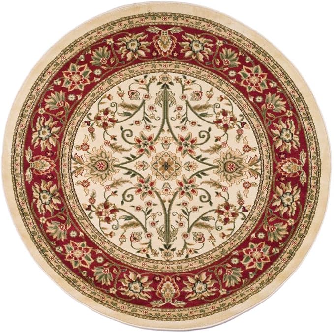 SAFAVIEH Lyndhurst Collection 6' Round Ivory/Red LNH212K Traditional Oriental Non-Shedding Dining Room Entryway Foyer Living Room Bedroom Area Rug