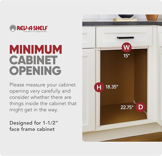 Rev-A-Shelf Top Mount Double Pullout Under Cabinet 35 Quart Kitchen Trash Cans with 150 Pound Rated Full-Extension Slides, 4WCTM-18DM2