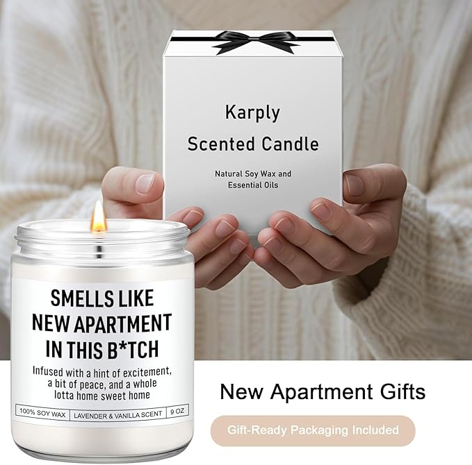 Funny Housewarming Candle, New Apartment Gifts, House Warming Gifts New Home for Men, Women, Couple, Family - First Apartment Essentials, 1st Apt. Must Haves - Closing Presents for Home Buyers