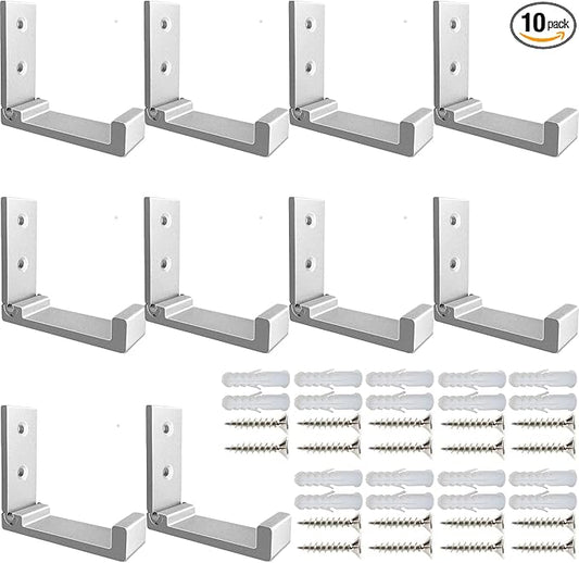 Folding Coat Hooks, 10Pcs Wall Hooks for Hanging Coat Towel Hooks Hardware Heavy Duty Aluminum Alloy Headphone Holder Hooks No Rust Wall Mounted with Screws for Bags Fitness Equipment (10Pcs-Silvery)