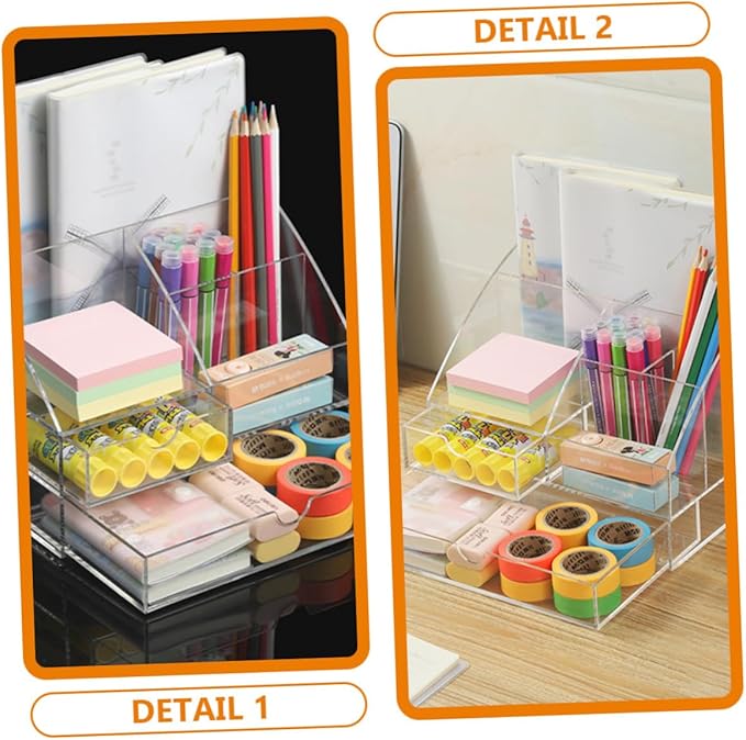 ABOOFAN Acrylic Storage Box Desk Organizer Makeup Organizer Stationery Storage Desktop Supplies Pen Holder