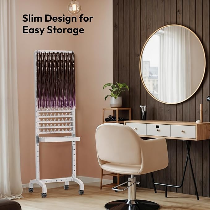 280 Pegs Braiding Hair Rack with Tray and Tools, Height Adjustable, 2-Side Braid Rack with Wheels, Standing Braider Hair Stand Separator Extension Holder Perm Accessories for Salon Home