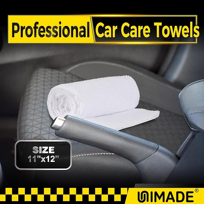 Shop Towels, 100 Pack Commercial Grade Work Rags Microfiber Towels for Cars Cleaning Rags Bulk Detailing Cloth for Automotive Bar Mechanic Restaurant Garage Housekeeping, 11.5"x 11.5", White
