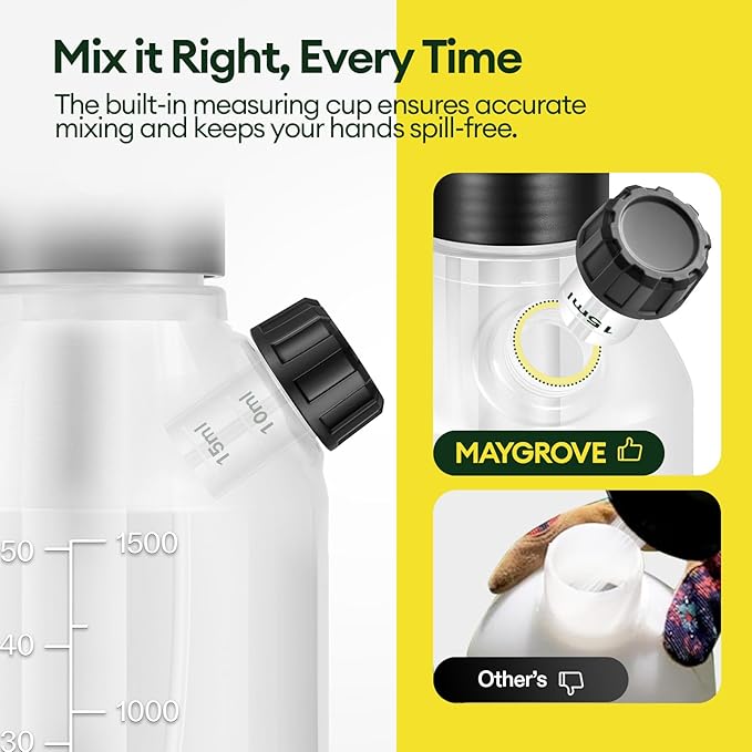 50oz Pump Sprayer, Hand Water Spray Bottle for Indoor Plant, Clear Plant Sprayer with Side Filling Port, Measuring Cup, Adjustable Nozzles, Safe Pressure Relief Valve