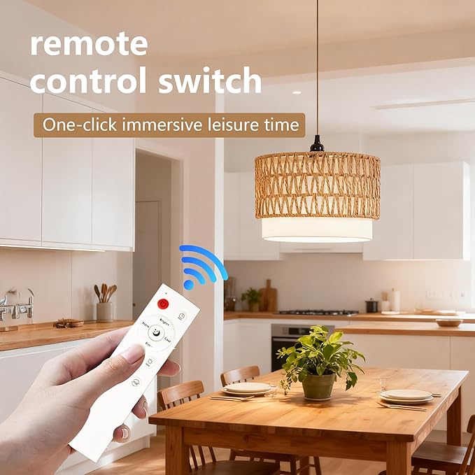 Plug in Hanging Lamp with RGB Smart Bulb Plug-in Cord Pendant Light with 15ft Cord Fixture Pendant Lights for Bedroom Kitchen Living Room Dining Room