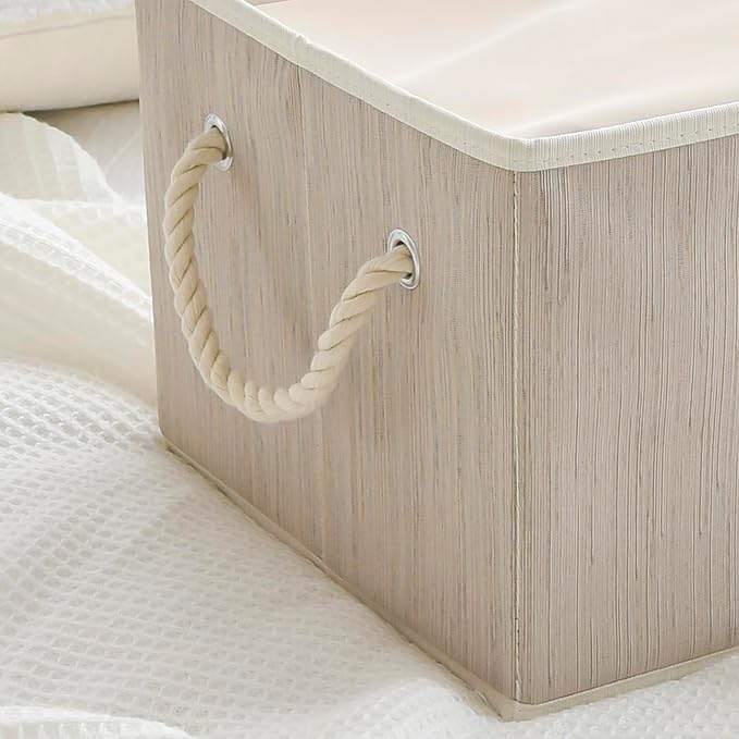 2 Pack Large Storage Baskets for Shelves | Fabric Closet Organizers and Storage Bins with Handles Home Organization | Decorative Collapsible Baskets for Organizing Clothes 14.7"x 10.24"x 8.27"