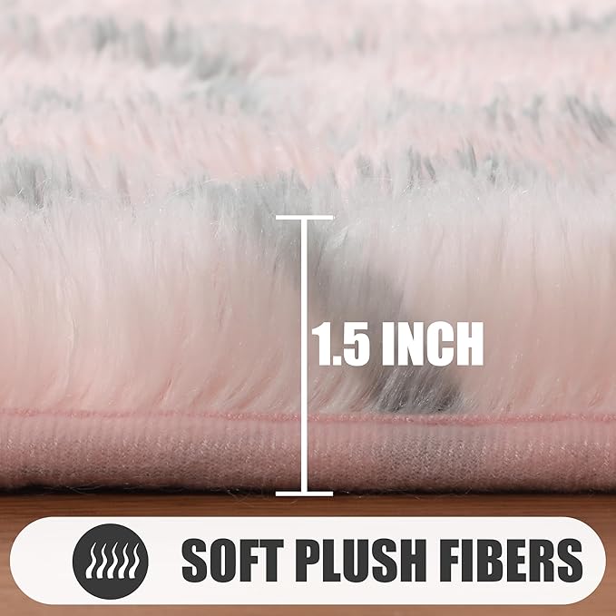 ONASAR 6x9 Area Rugs for Living Room Bedroom, Large Fluffy Pink and Grey Throw Rug, Geometric Soft Plush Shaggy Fuzzy Floor Carpet for Nursery Kids Girls Boys Teen Dorm Home Office Decor