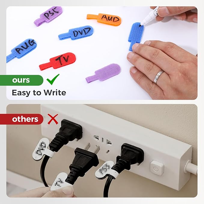 30 PCS Cable Labels, Multi-Color Write On Cord Label and Wire Tags for Electronic, Computers Cable Management and Identification Xmas Decoration
