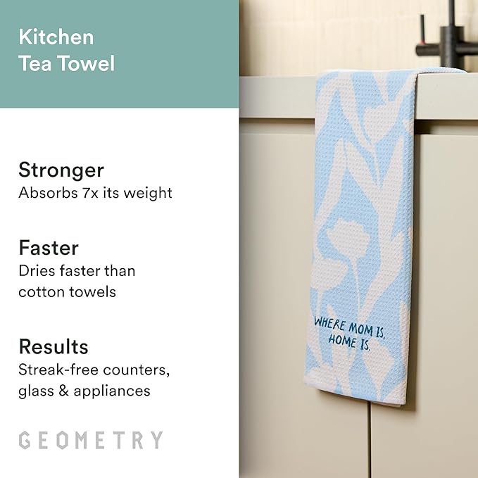Tea Towels – Mothers Day Collection – Quick-Dry, Ultra-Absorbent, Reusable Microfiber Kitchen Towels for Drying & Cleaning - Home is Mom - 1 Pack