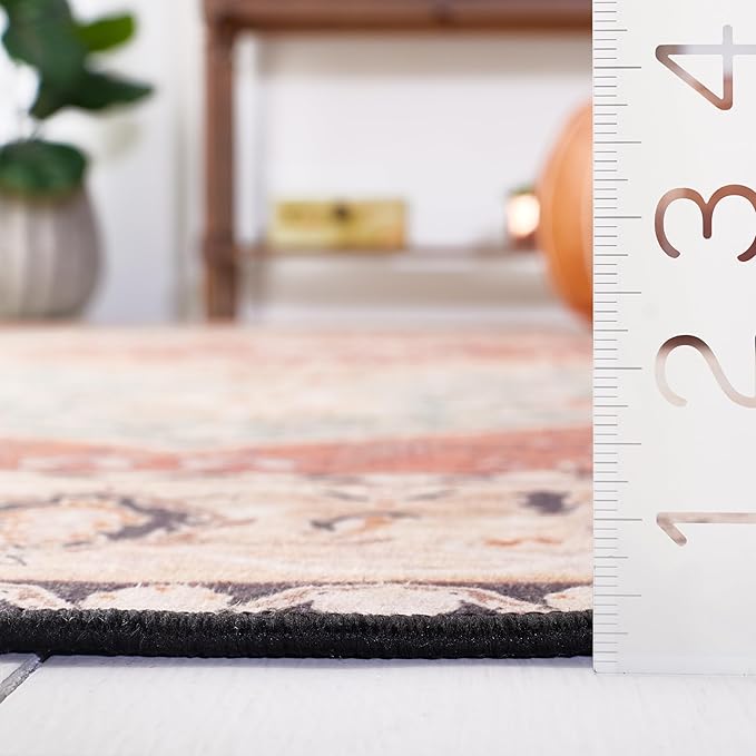 SAFAVIEH Washable Rug Tucson Collection - 5' x 8', Aqua & Rust, Slip Resistant & Easy to Clean, Ideal for Living Room, Bedroom, Dining Space (TSN150J)