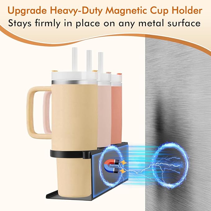 Magnetic Cup Holder for Fridge, Tumbler Water Bottle Organizer for Stanley, Tumbler Lid Organizer Cup Rack Storage for Stanley Cup Accessories
