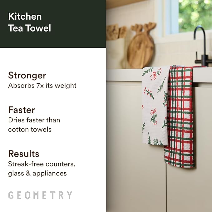 Christmas Kitchen Towels - Quick Dry Microfiber Cloth Dish Towels for Kitchen Drying - Premium Quick Dry Towel 2-Pack Set - Deck The Holls