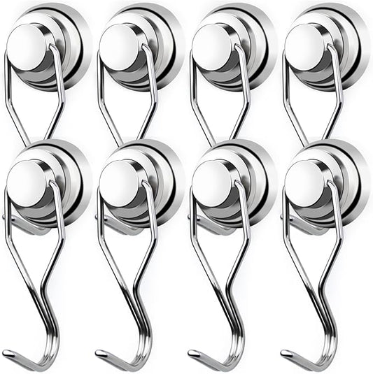 E BAVITE Swivel Swing Magnetic Hooks, 80lbs Heavy Duty Neodymium Magnet Hook with Epoxy Coating for Refrigerator, Cruise, BBQ Grill Tools etc, 2.66in in Length, Pack of 8