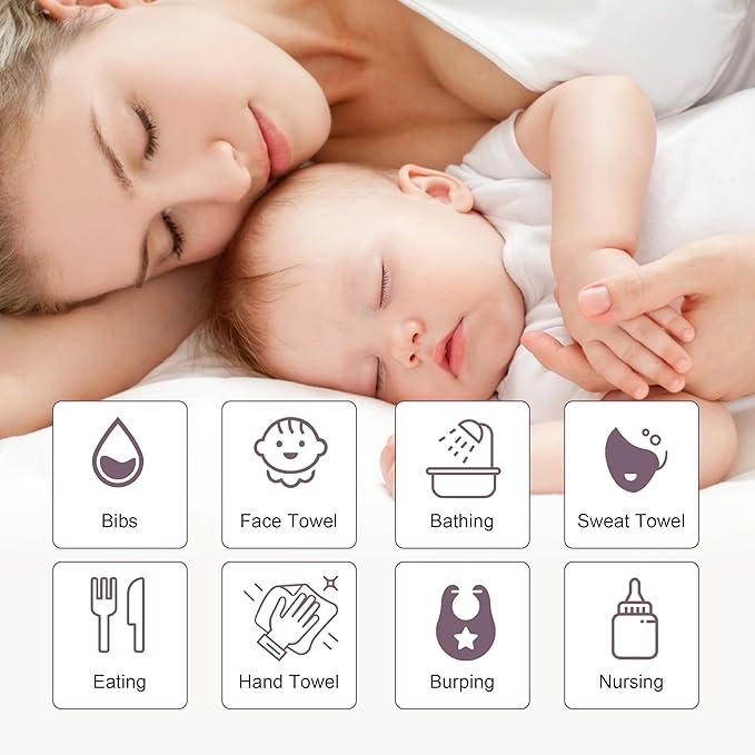 Muslin Burp Cloths Large 100% Cotton Hand Washcloths for Boys & Girls, Baby Essentials Extra Absorbent and Soft Burping Rags for Newborn Registry (Honey, 12-Pack, 20" X10")