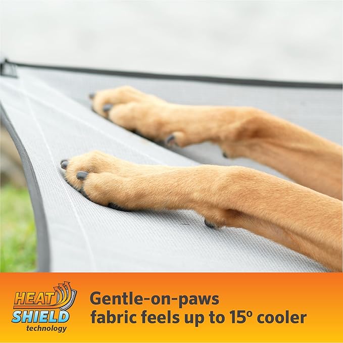 Coolaroo On-The-Go Elevated Dog Bed Kit – Portable & Cooling Travel Cot with HeatShield Fabric for Large Dogs, Lightweight & Compact, Includes Matching Carry Bag & Pacific Blue Bonus Cover, Large